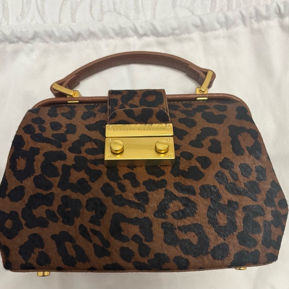 Like New Brandon Blackwood Elizabeth Leopard Calf Hair Doctor Satchel Bag - Picture 3 of 8